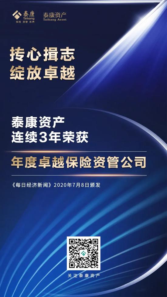泰康资产再获"年度卓越保险资管公司"和"年度值得托付保险资管机构"两