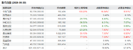 诺安创新驱动二季报十大重仓股
