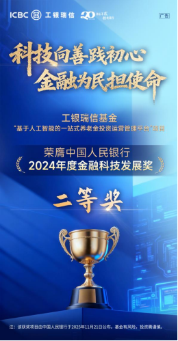 科技赋能养老投资，打造智能投资管理新标杆——工银瑞信基金荣膺中国人民银行金融科技发展奖