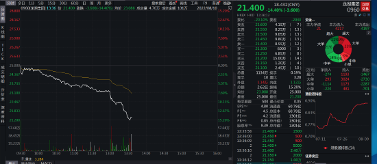 龙湖集团午后暴跌14%，单日蒸发200亿港元市值