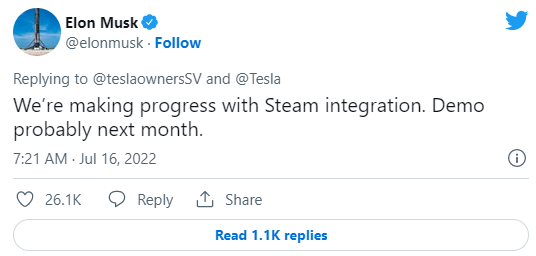 马斯克放话，Steam平台很快整合进特斯拉汽车！曾承诺引入《赛博朋克2077》