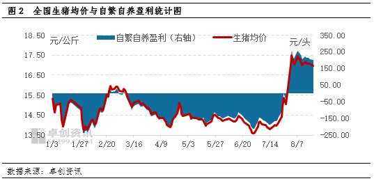卓创资讯：养殖盈利恢复 8月生猪交易均重止跌反弹