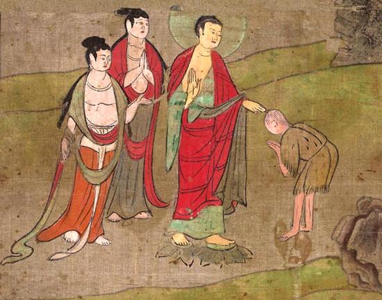 唐代绢画燃灯佛授记图