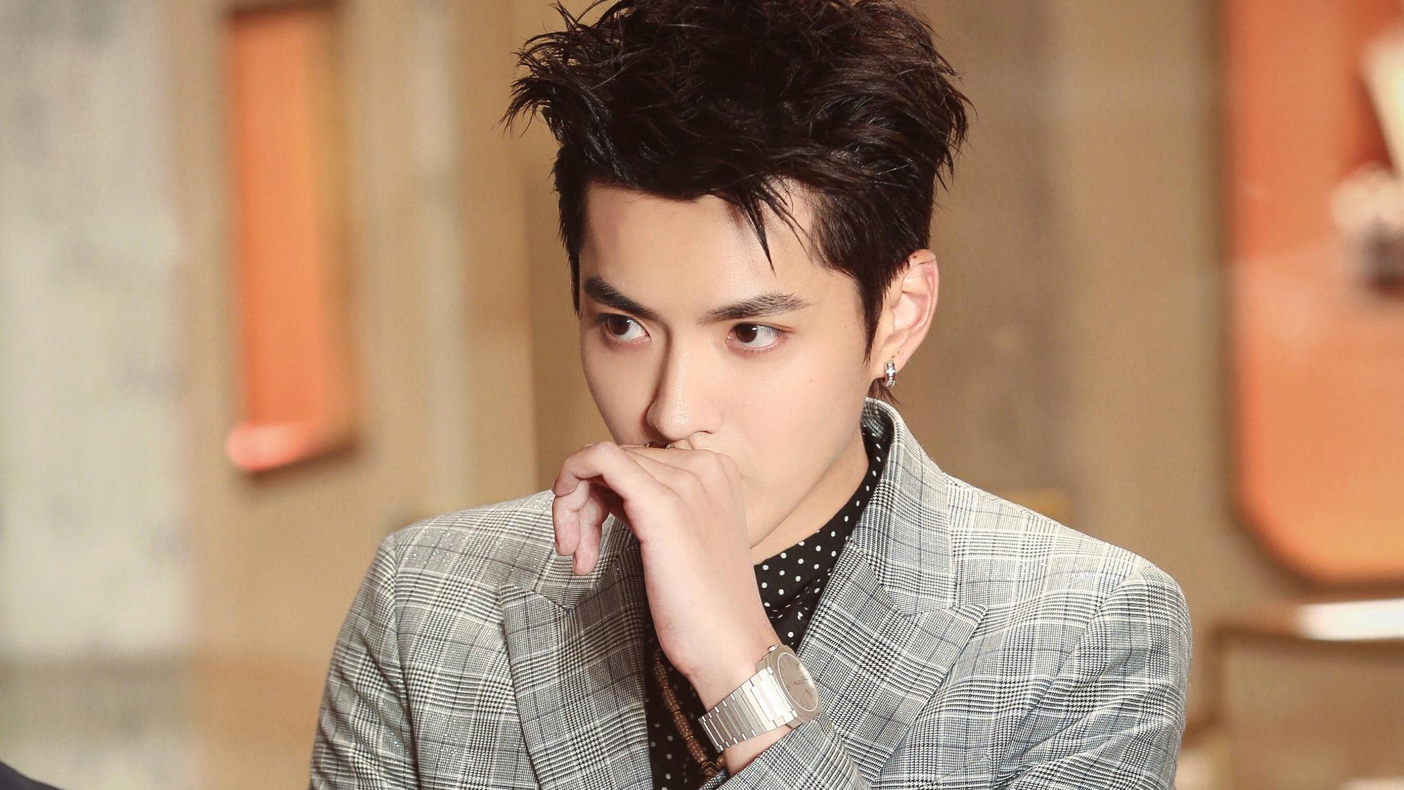 吴亦凡上海 吴亦凡西装革履如霸道总裁 吴亦凡格子西装出席品牌活动