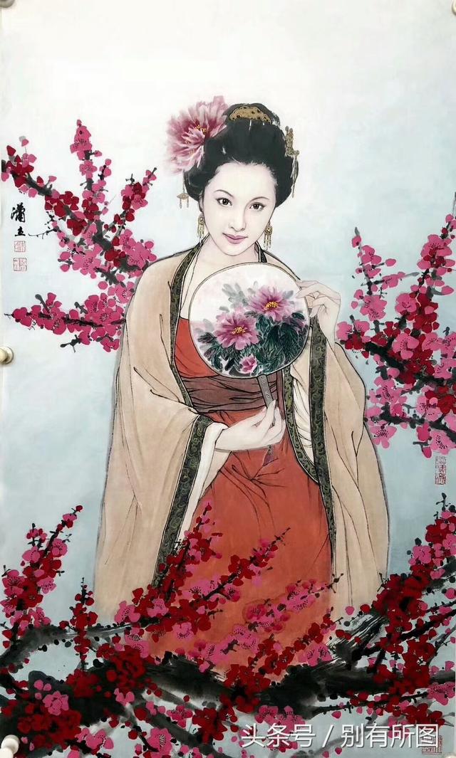 收藏推荐,合作画家潇立老师国画人物画《美女》作品集九幅图欣赏