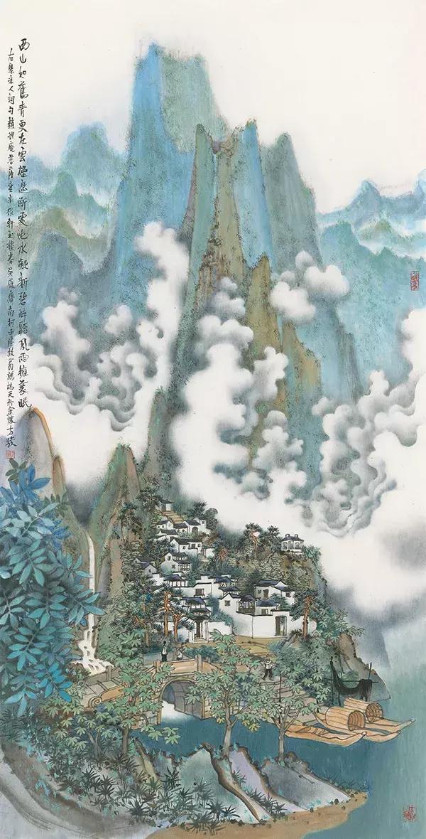 真的美蓝天白云小桥流水看他的画就是一种享受