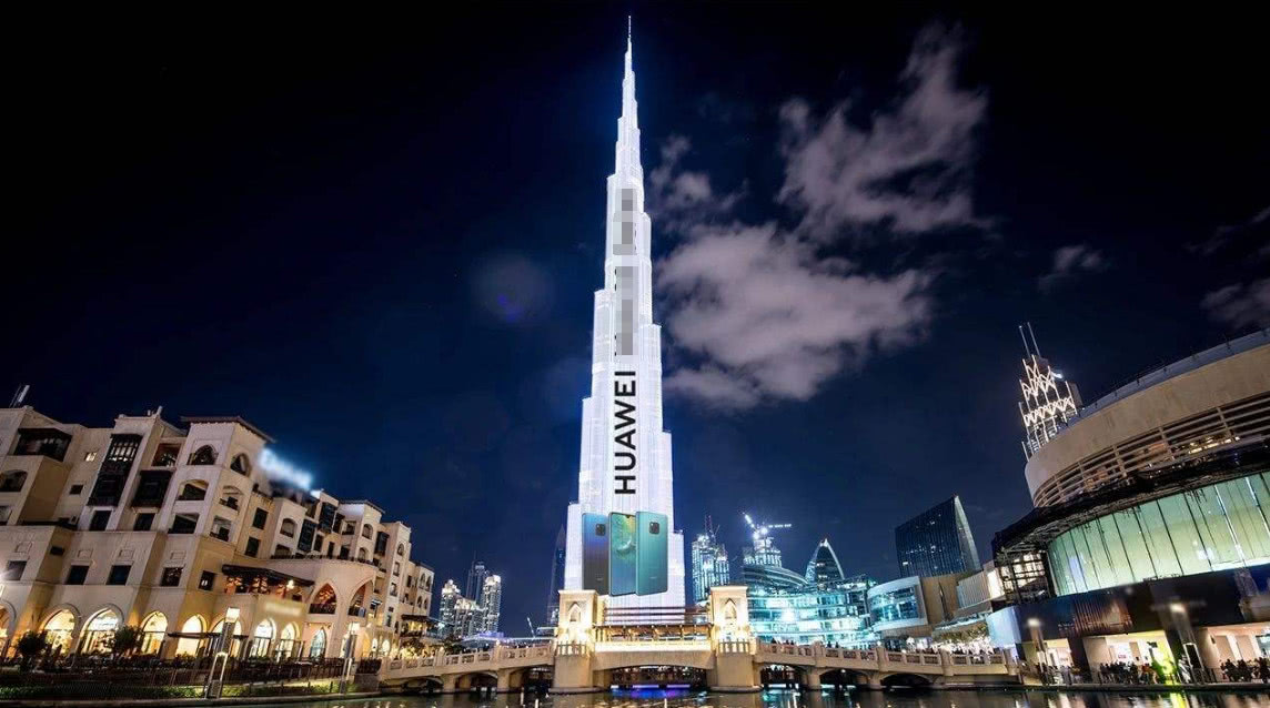 迪拜塔免费为华为宣传新机型看中了华为的5g技术