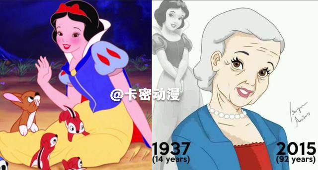 当迪士尼公主们老了,白雪公主最显老!贝儿依旧美丽!