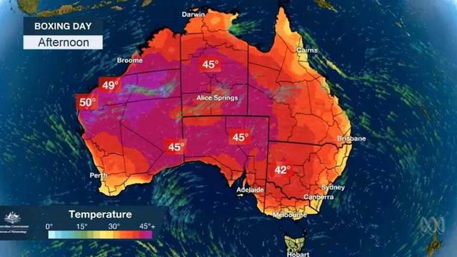 12月25日澳大利亚圣诞节当天的天气预报自周二以来,极端热浪一直在