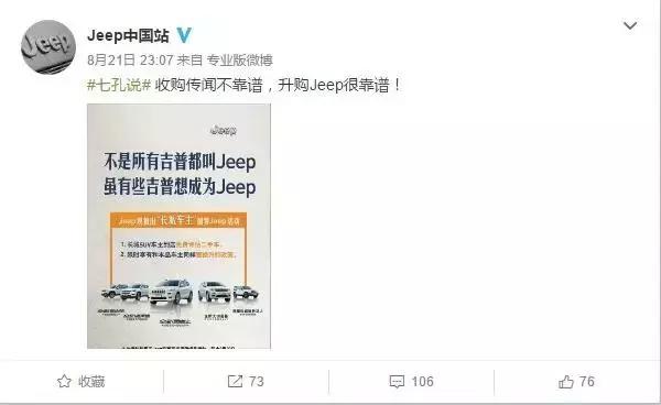 长城收购Jeep？这事儿恐怕要黄！