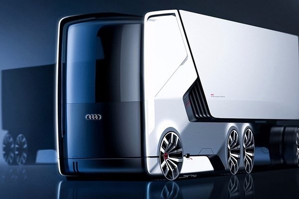 这是传说中的奥迪无人卡车亮瞎你的眼！