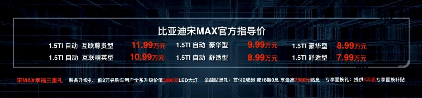7.99万起大美7座车 比亚迪宋MAX上市