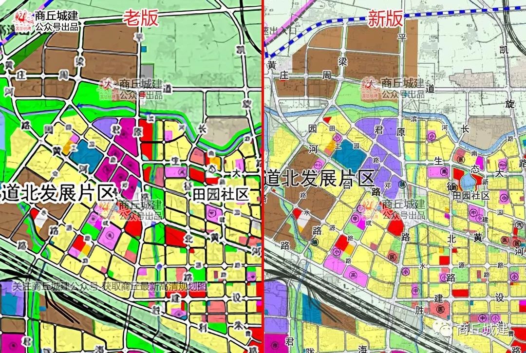 道北区变化不大,310国道与平原路包围区域改为物流用地,规划多座小学