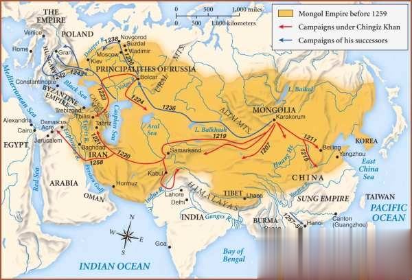 地图看世界;为何是游牧民族建立古代领土最大的蒙古帝国?|蒙古|领土|帝国_新浪新闻