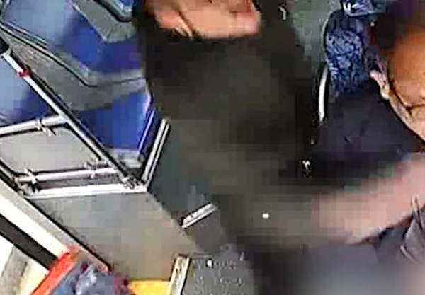 11月18日，长沙387路公交车，男乘客拳打公交司机吴巨轮。视频截图