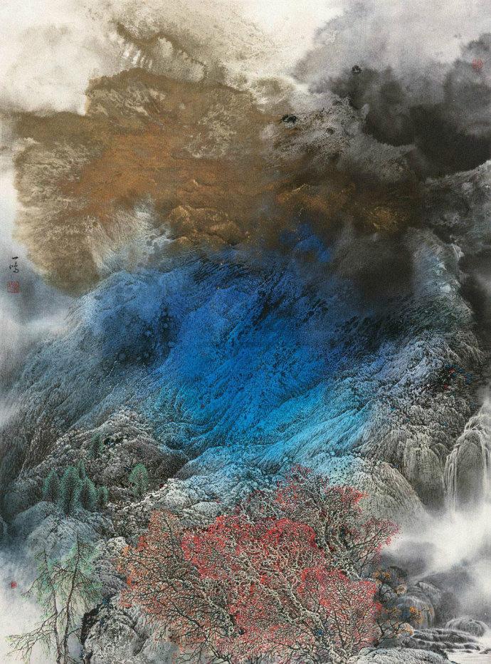 崭新韵味:冯一鸣的泼彩工笔山水画