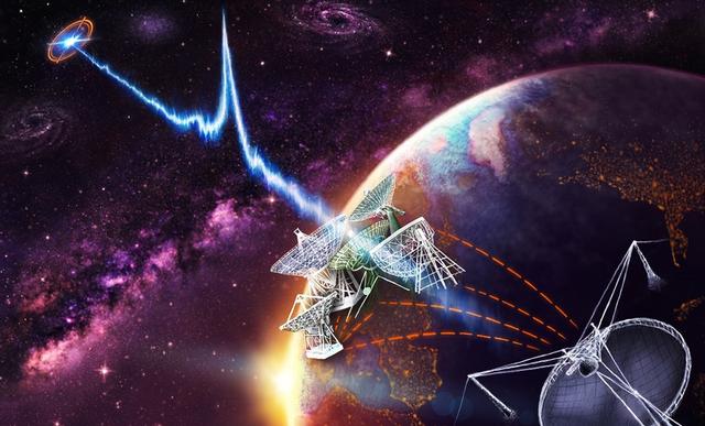 天文学家通过射电望远镜从宇宙深处接收到了强烈的无线电信号,它们的