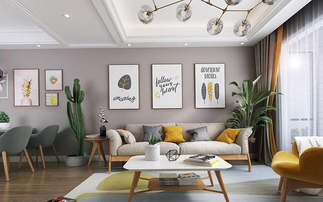 客厅色彩亮丽搭配,让人眼前一亮