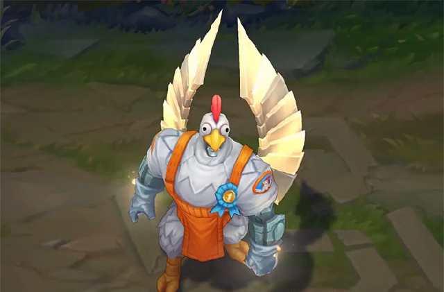 加里奥,这个英雄同样有一款非常有趣的皮肤, 那就是名叫鸡里奥皮肤.