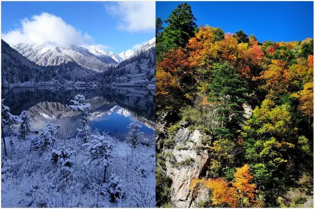 来,让我们大声的呼喊:彩林和雪景首先不能放过的风景两根手指就能数