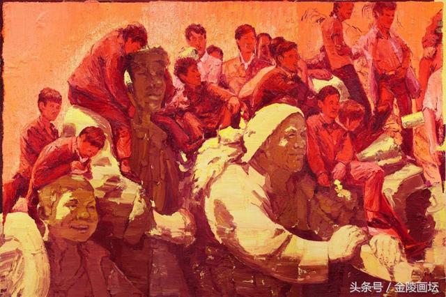 红色油画的印象风格70后的艺术世界