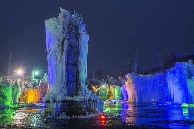夜游洛阳万安山,七彩冰挂也醉人
