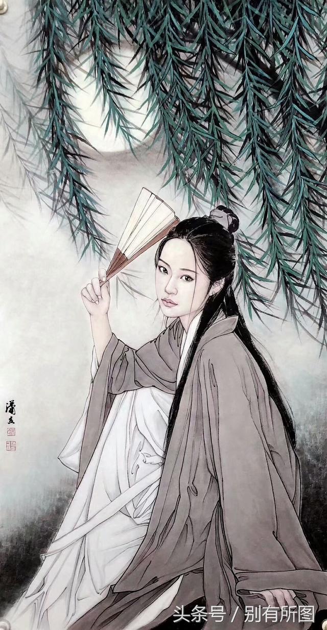 收藏推荐,合作画家潇立老师国画人物画《美女》作品集九幅图欣赏