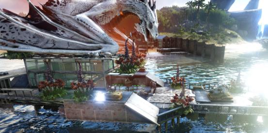 超强的泰克科技,玩家在方舟生存进化中打造霸气巨龙战舰!