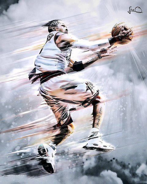 珍藏90年代nba球星复古海报乔丹霸气飞扣艾弗森犀利突破