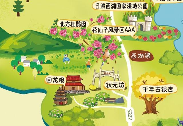 萌系日照市东港全域旅游地图手绘版新鲜出炉