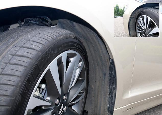 第三,在汽车前轮内测防护板上粘贴一层黑粘布或者绒布就能减少或者
