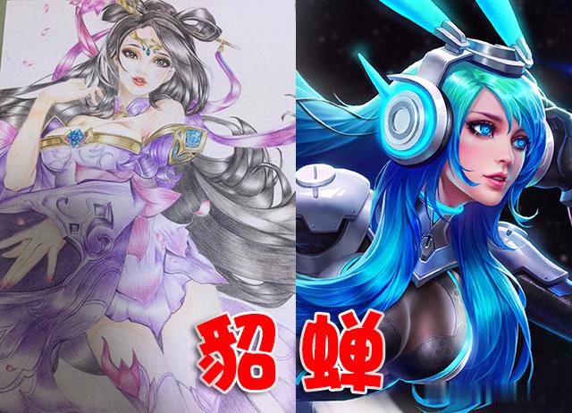 王者荣耀玩家铅笔画中的8位英雄甄姬神还原李白很娘炮