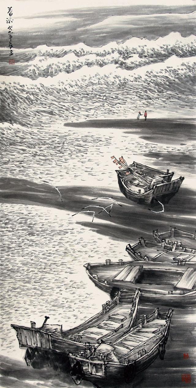 水墨大海,可以观,可以听!——山东陶安金作品赏析!
