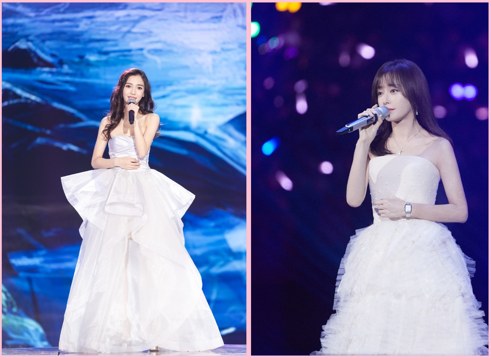 angelababy和秦岚差8岁,同穿白色长裙,美得不相上下