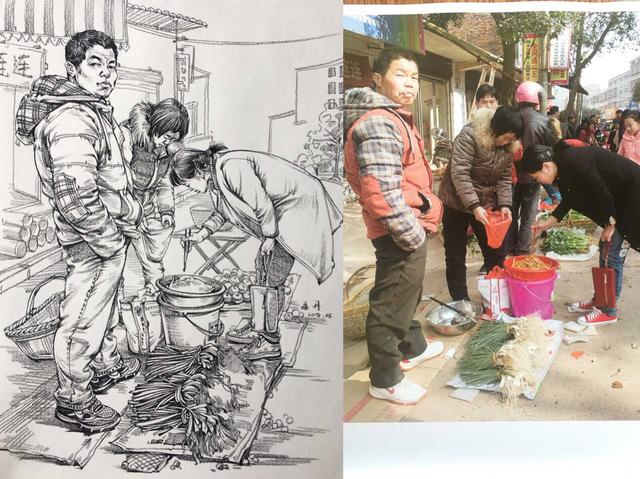 场景速写,照片对照范画,太传神了!