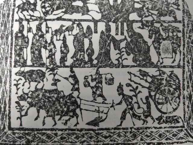 绣像的汉代史牛耕画像石