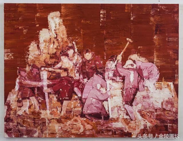 红色油画的印象风格70后的艺术世界