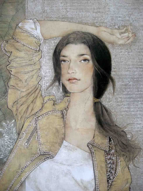 品味罗寒蕾工笔人物绘画,工笔人物画里的绝代佳人欣赏