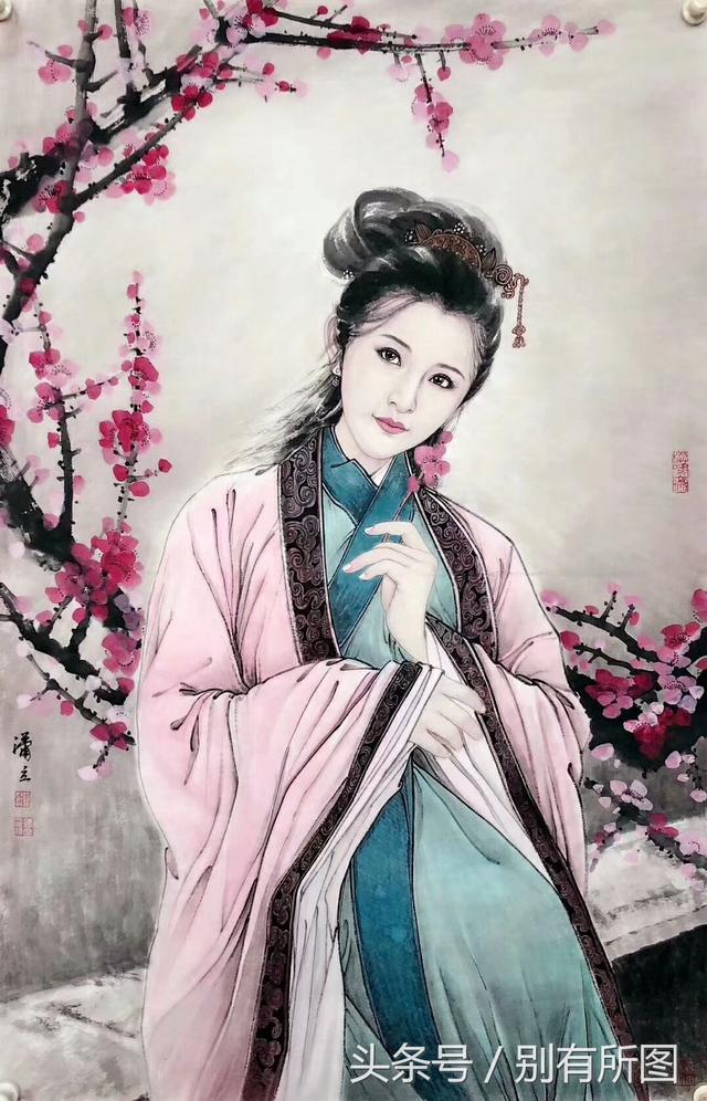 收藏推荐,合作画家潇立老师国画人物画《美女》作品集九幅图欣赏