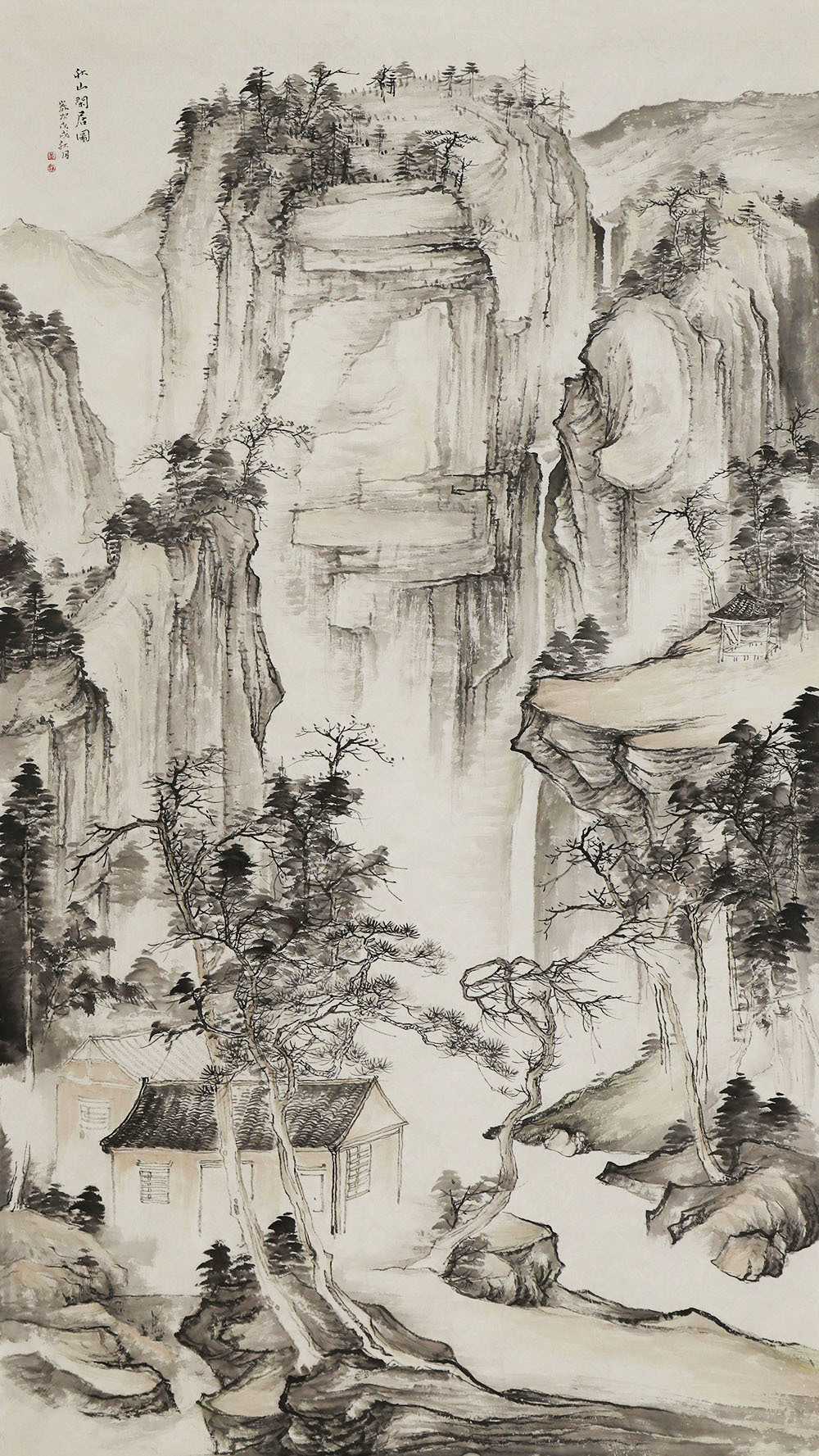 黄为好山水画作品画面生动而宁静凸显出传统画的人文气息