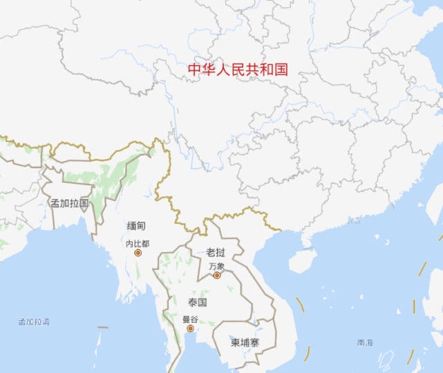 泰国地图很多人认为中国与泰国接壤,实际上不对的.