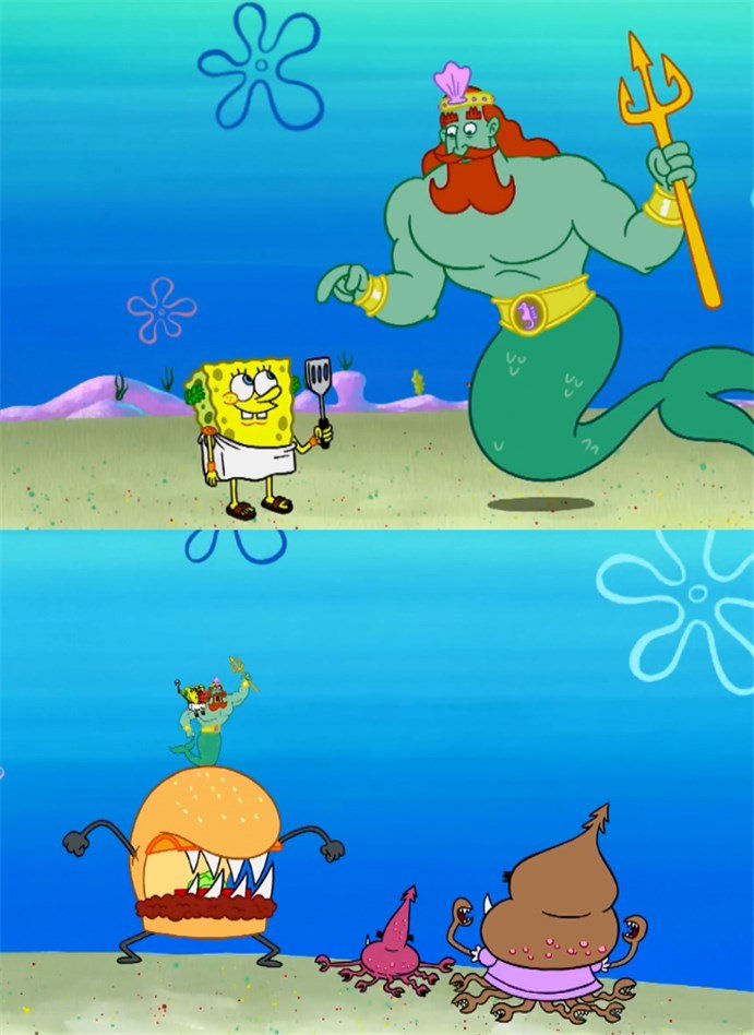 海绵宝宝与"海神王"互换,有了一件无所不能的"法器",晾大祸