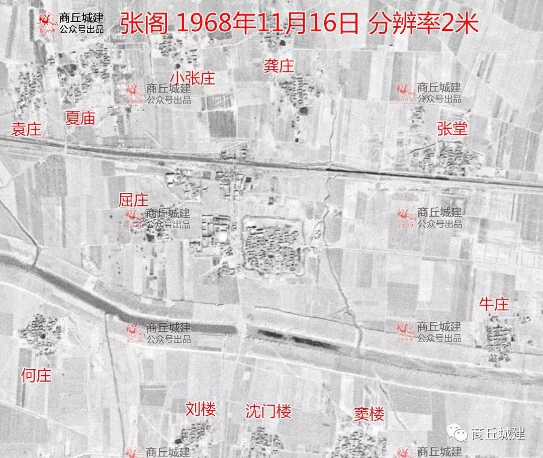 穿越時空商丘市梁園區各鄉鎮1966年衛星地圖