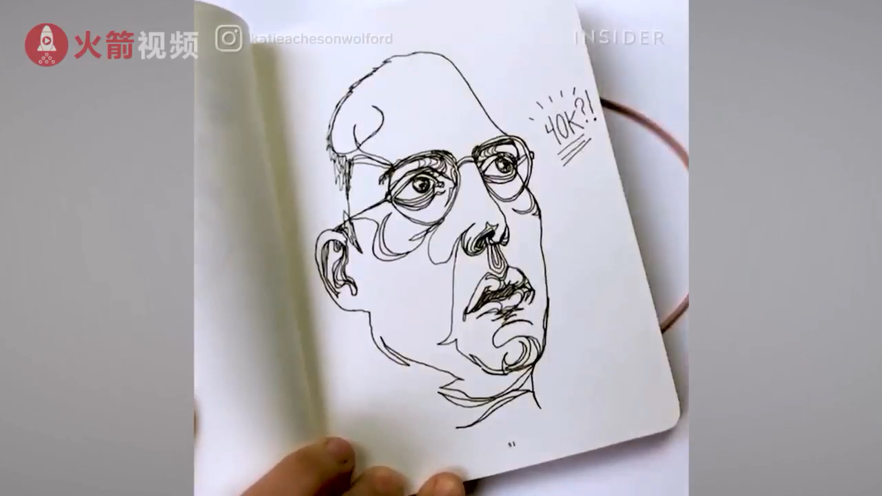 【国外绘画牛人,只用一笔就能画出精美图案】绘画艺术家katie能够一笔