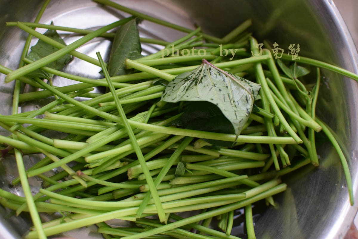 炒鍋倒油,炒香蔥段辣椒花椒.下入薯杆和臘腸片.淋一些料酒下鍋.