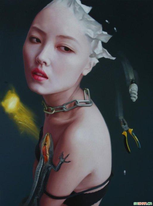 1992年,她在第一次广州艺术双年展上获奖时她的创作是两个年轻的女孩