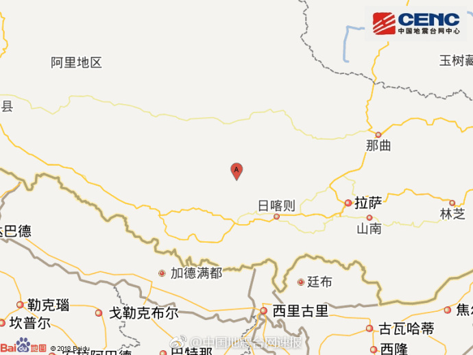 藏日喀则市谢通门县附近发生4.0级左右地震|谢