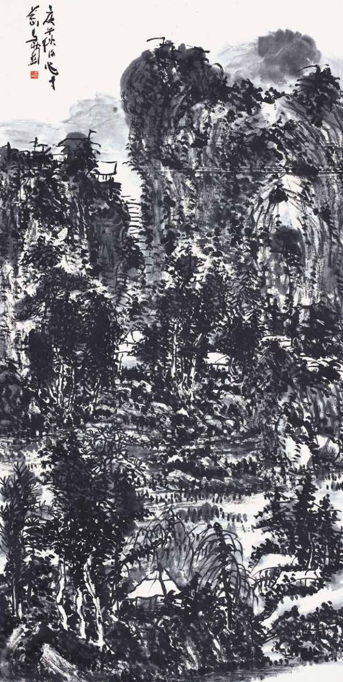 《南山挹翠》 136*68cm马西园作品欣赏《秋江泛舟》 136*68cm《五泉