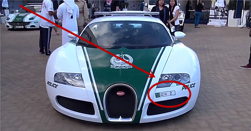 2500万布加迪警车现迪拜,车身挂千万车牌,车牌仅一个数字!