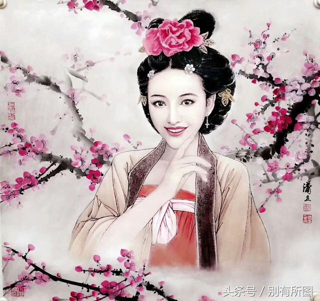 收藏推荐,合作画家潇立老师国画人物画《美女》作品集九幅图欣赏